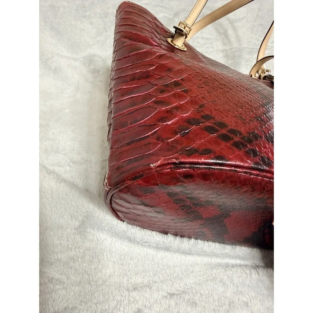 Michael Kors Jet Set Red Python Leather Tote Shoulder Bag Purse Snakeskin - Picture 6 of 7